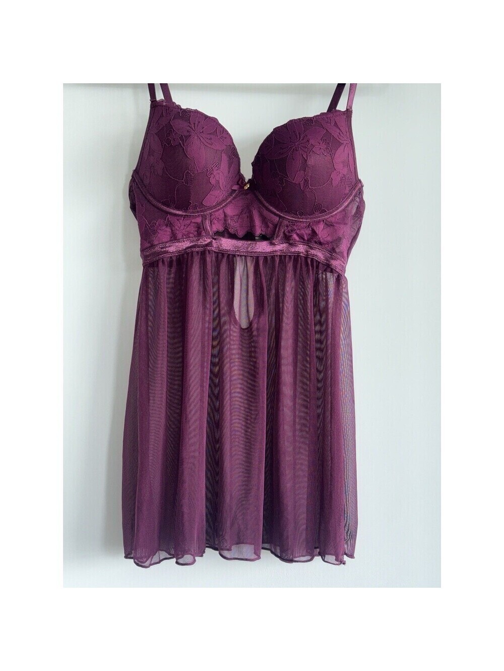 Sexy Y2K Purple Lace and Mesh Babydoll Lingerie